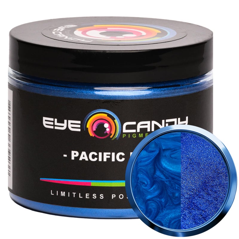 Eye Candy Pigments Premium Blue Mica Powder - Pacific Blue (50gr) - for Epoxy, Resin, Soap, Paint, Woodworking, Acrylic Pouring, Bath Bombs, Fishing Lures - DIY Arts and Crafts Additive - Image 1